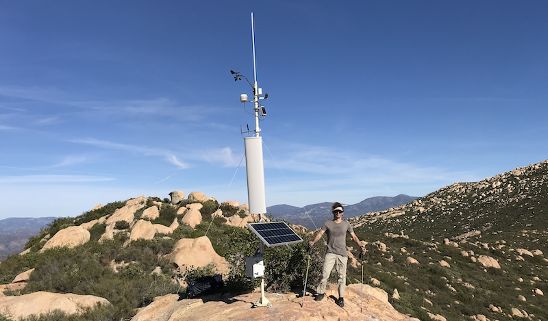 High Mountain antenna placement for Helium in the backcountry of San Diego